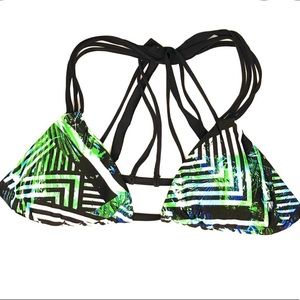 Express Bikini Top Tropical Stripe Swimsuit Swim M Medium New